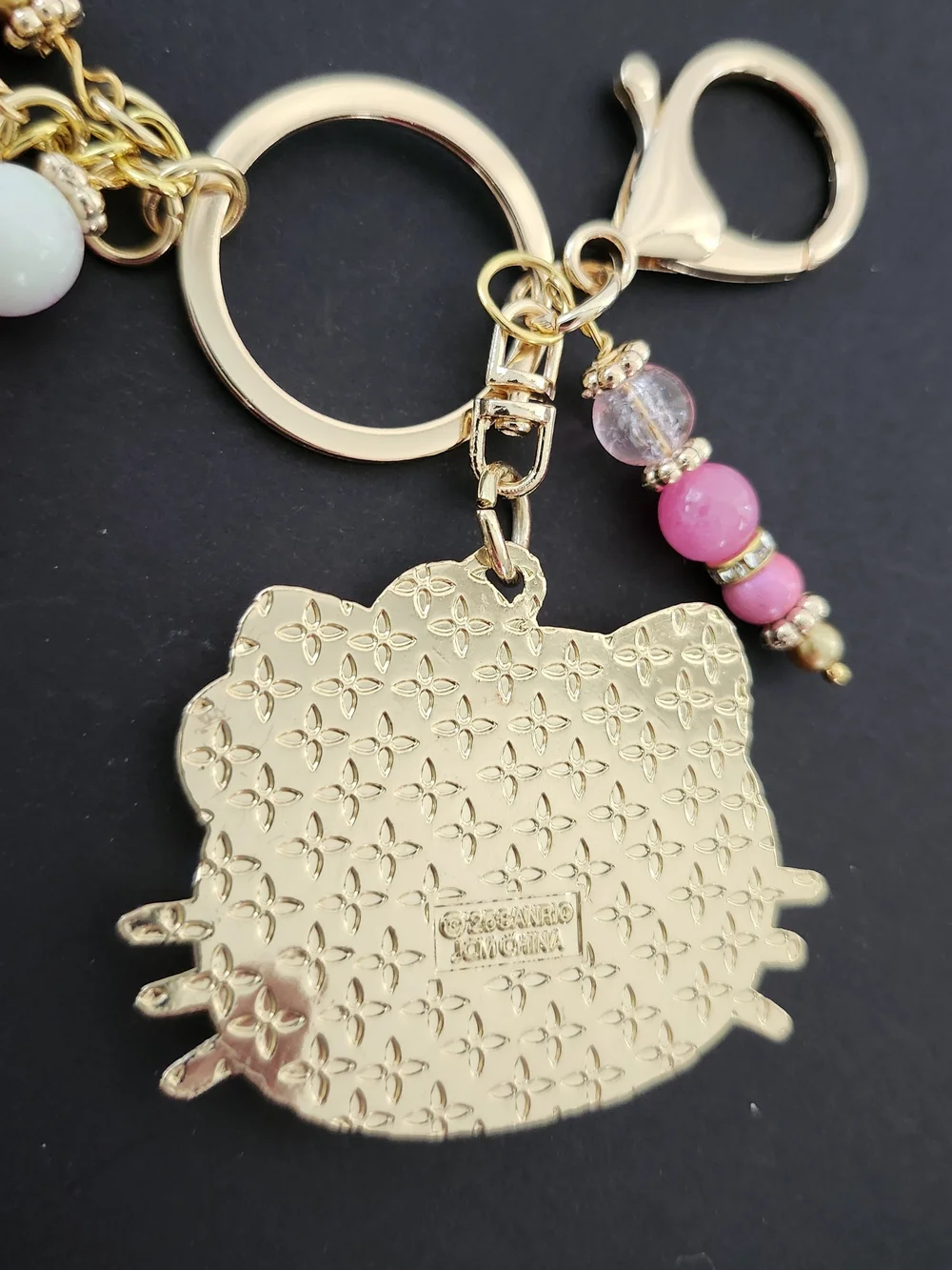 Hello Kitty Purse Charm or Keychain Jade Quartz Jasper Handcrafted